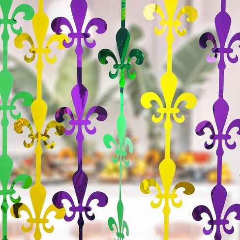 Mega-l Mardi Gras Party Decorations ، 2 Pack Prapple Gold Green Green Fleur de Lis Foil Foil Stertains ، 3.3 × 6.6 قدم Mardi Gras Photo Photo Booth Props Decor in Saudi Arabia