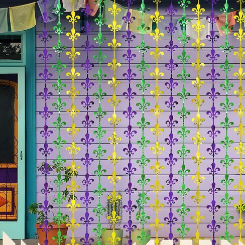 Mega-l Mardi Gras Party Decorations ، 2 Pack Prapple Gold Green Green Fleur de Lis Foil Foil Stertains ، 3.3 × 6.6 قدم Mardi Gras Photo Photo Booth Props Decor in Saudi Arabia
