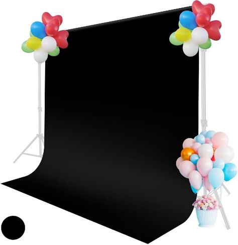 Black Background for Photography, Small Photo Backdrop 5x6.5ft Collapsible Curtain Backdrop, Portrait Black Back Drop for Photoshoot Photographic Studio Photo Backgrounds with Rod Pockets in Kuwait
