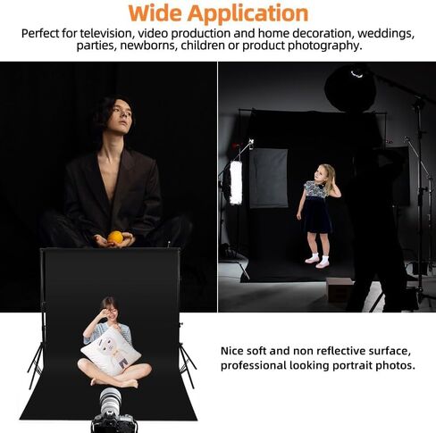 Black Background for Photography, Small Photo Backdrop 5x6.5ft Collapsible Curtain Backdrop, Portrait Black Back Drop for Photoshoot Photographic Studio Photo Backgrounds with Rod Pockets in Kuwait