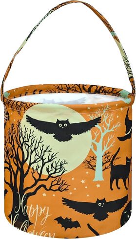 KUNRO Halloween Bag Baby Round Gift Bucket Baskets Toy Basket Halloween Trick or Treat Basket Storage Organizer for Nursery,Pumpkin Box For Home Decor in Saudi Arabia