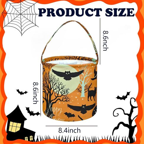 KUNRO Halloween Bag Baby Round Gift Bucket Baskets Toy Basket Halloween Trick or Treat Basket Storage Organizer for Nursery,Pumpkin Box For Home Decor in Saudi Arabia