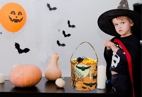 KUNRO Halloween Bag Baby Round Gift Bucket Baskets Toy Basket Halloween Trick or Treat Basket Storage Organizer for Nursery,Pumpkin Box For Home Decor in Saudi Arabia