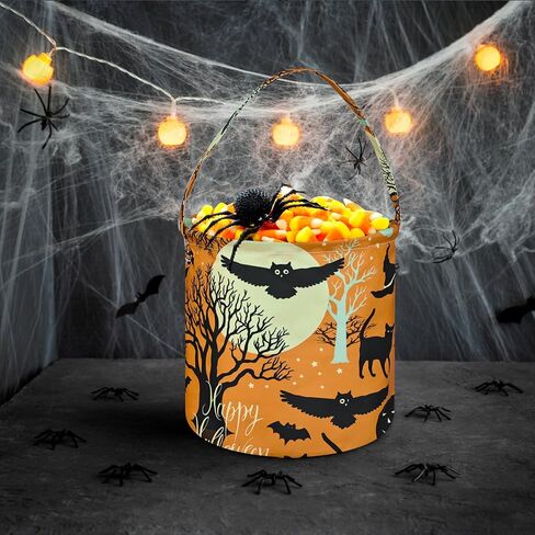 KUNRO Halloween Bag Baby Round Gift Bucket Baskets Toy Basket Halloween Trick or Treat Basket Storage Organizer for Nursery,Pumpkin Box For Home Decor in Saudi Arabia