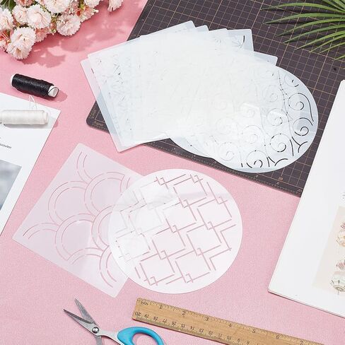 FREEBLOSS 12Pcs 5.5 * 5.5inch Plastic Sashiko Stencils, Drawing Line Template for Hand Quilting Sashiko Patterns Templates Embroidery Stencils for Hand Sewing Lovers in Kuwait