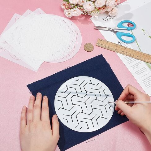 FREEBLOSS 12Pcs 5.5 * 5.5inch Plastic Sashiko Stencils, Drawing Line Template for Hand Quilting Sashiko Patterns Templates Embroidery Stencils for Hand Sewing Lovers in Kuwait
