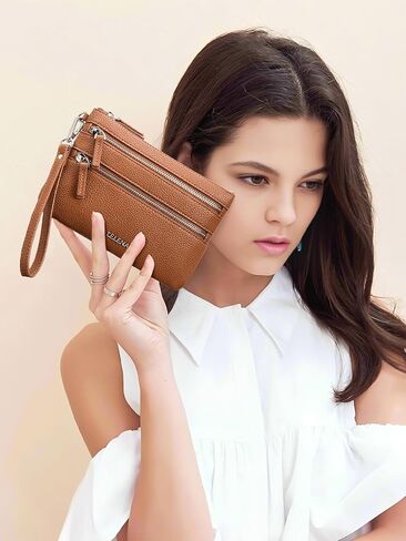 Telena Wristlet Wallets for Women Leather Clutch Purses Ladies Wallet Handbags RFID Blocking Card Holder in Kuwait
