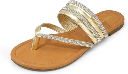 DREAM PAIRS Women's Sparkly Flip Flops Round Toe Multi Strap lightweight Summer Beach Flat Casual Thong Sandals in Saudi Arabia