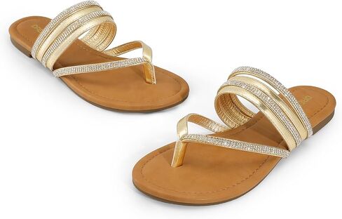 DREAM PAIRS Women's Sparkly Flip Flops Round Toe Multi Strap lightweight Summer Beach Flat Casual Thong Sandals in Saudi Arabia