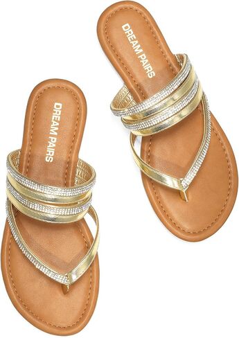 DREAM PAIRS Women's Sparkly Flip Flops Round Toe Multi Strap lightweight Summer Beach Flat Casual Thong Sandals in Saudi Arabia