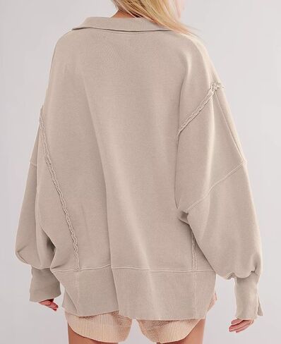 Oversized Sweatshirts for Women Button Down Long Sleeve Henley Pullover Tunic Tops S-2xl Purple in Kuwait