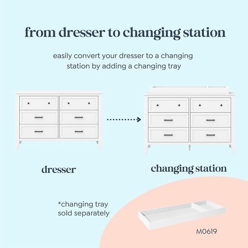 Davinci Beau 6-Drawer Baby Dresser, GREENGUARD Gold Certified, Honey | 6 Spacious Smooth-Gliding Drawers w/ Ample Storage - Durable & Modern Easy-to-Assemble Nursery Dresser for Kids, Boys & Girls in Saudi Arabia