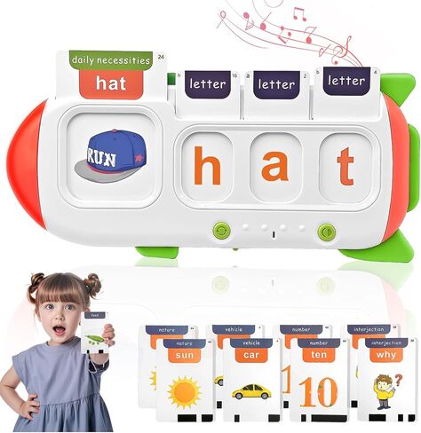 Phonics Talking Flash Cards for Toddlers 2 3 4 5 6 7 8,CVC Word Spelling & Talking ABC Flash Card for Kids,Montessori Learning Toys,for Preschool Boys Girls in Saudi Arabia