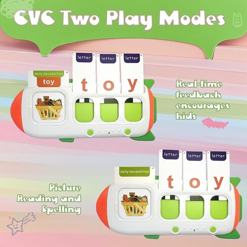 Phonics Talking Flash Cards for Toddlers 2 3 4 5 6 7 8,CVC Word Spelling & Talking ABC Flash Card for Kids,Montessori Learning Toys,for Preschool Boys Girls in Saudi Arabia