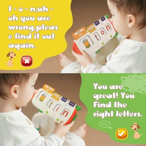 Phonics Talking Flash Cards for Toddlers 2 3 4 5 6 7 8,CVC Word Spelling & Talking ABC Flash Card for Kids,Montessori Learning Toys,for Preschool Boys Girls in Saudi Arabia