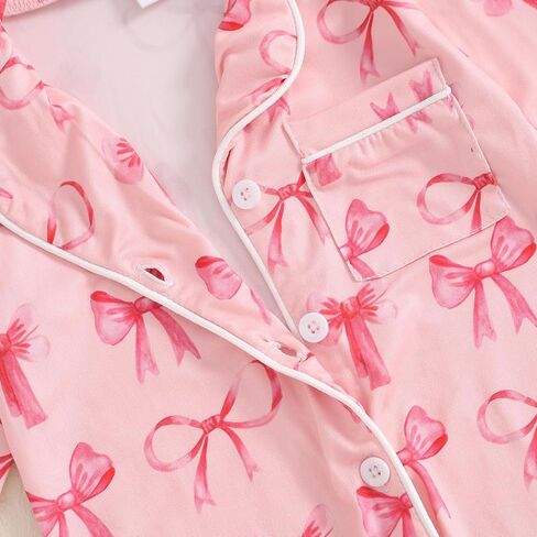 MAINESAKA Newborn Baby Girl Pajamas Romper Bow/Strawberry Long Sleeve Button Down Jumpsuit Infant One-Piece Pjs Sleepwear in Saudi Arabia