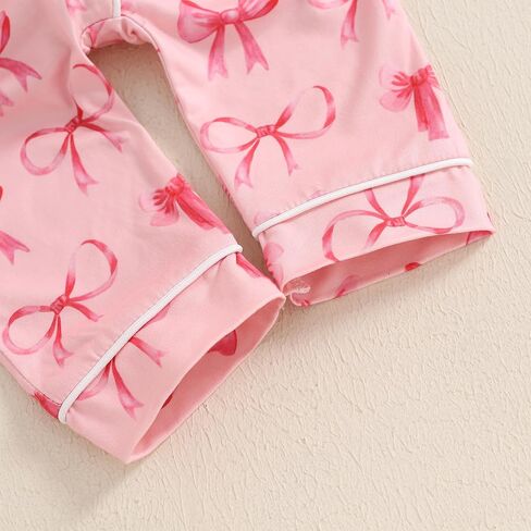 MAINESAKA Newborn Baby Girl Pajamas Romper Bow/Strawberry Long Sleeve Button Down Jumpsuit Infant One-Piece Pjs Sleepwear in Saudi Arabia