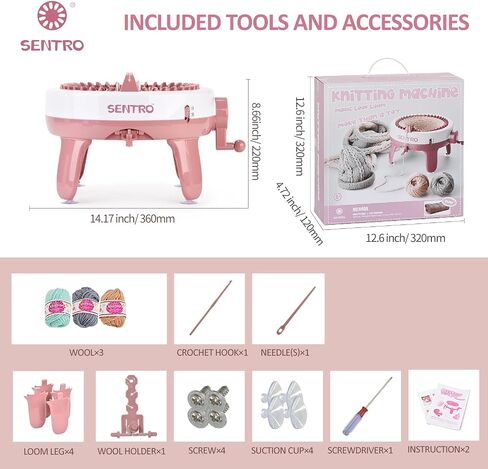 SENTRO Knitting Machine 48 Needles Smart Weaving Loom Crochet Loom Knitting Loom Machine Kit for Kids Adults DIY Scarf Hat Sock in Kuwait