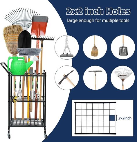 Garden Tool Organizer and Storage, Yard Tool Organizer for Garage Up to 41 Tools, 3-tire Yard Tool Holder Holding Long Handled Tools for Shed Garden Outdoor in Saudi Arabia