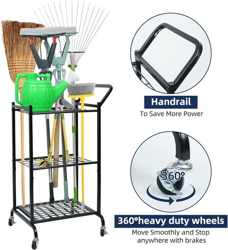 Garden Tool Organizer and Storage, Yard Tool Organizer for Garage Up to 41 Tools, 3-tire Yard Tool Holder Holding Long Handled Tools for Shed Garden Outdoor in Saudi Arabia