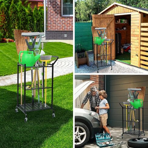 Garden Tool Organizer and Storage, Yard Tool Organizer for Garage Up to 41 Tools, 3-tire Yard Tool Holder Holding Long Handled Tools for Shed Garden Outdoor in Saudi Arabia