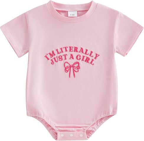 Baby Girls T-Shirt romper letter bow تطريز قصير الأكمام جولة رقبة الصيف بذلة رائعة in Kuwait