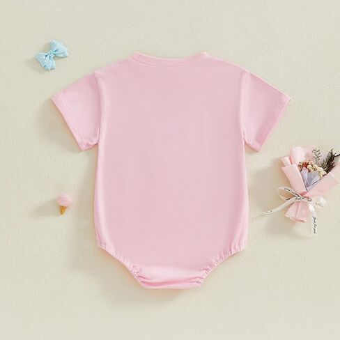 Baby Girls T-Shirt romper letter bow تطريز قصير الأكمام جولة رقبة الصيف بذلة رائعة in Kuwait