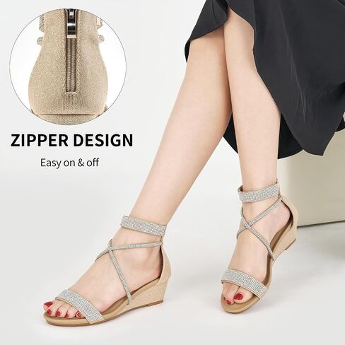 Harese Wedge Sandals for Women Engy: Comfortble kal strap strap zipper low heels shoes fashion sundals summer sundals in Kuwait