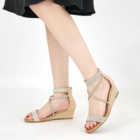 Harese Wedge Sandals for Women Engy: Comfortble kal strap strap zipper low heels shoes fashion sundals summer sundals in Kuwait