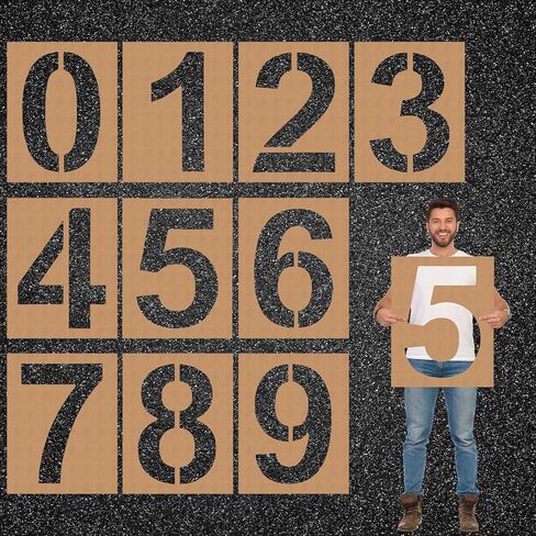 Briwooody 18 Inch Large Number Stencil 0-9 Numbers Pavement Stencils Templates Reusable Number Kit Stencil Set Large Letter Stencils for Cake Parking Lot and Equipment Spray Painting in Saudi Arabia