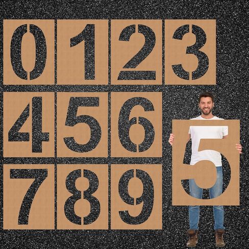 Briwooody 18 Inch Large Number Stencil 0-9 Numbers Pavement Stencils Templates Reusable Number Kit Stencil Set Large Letter Stencils for Cake Parking Lot and Equipment Spray Painting in Saudi Arabia