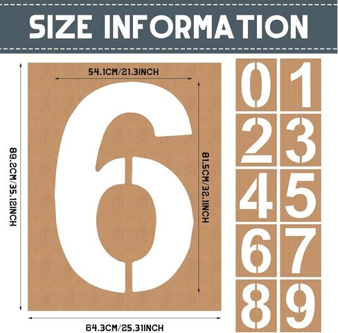 Briwooody 18 Inch Large Number Stencil 0-9 Numbers Pavement Stencils Templates Reusable Number Kit Stencil Set Large Letter Stencils for Cake Parking Lot and Equipment Spray Painting in Saudi Arabia
