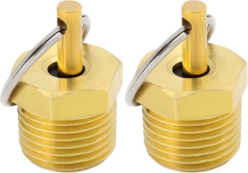 2Pcs 1/2 Inch NPT Brass Drain Valve External Thread 21mm Hex Diameter Safety Valve for Truck Boilers Air Compressors Chemical Manufacturing with Pull Ring in Kuwait