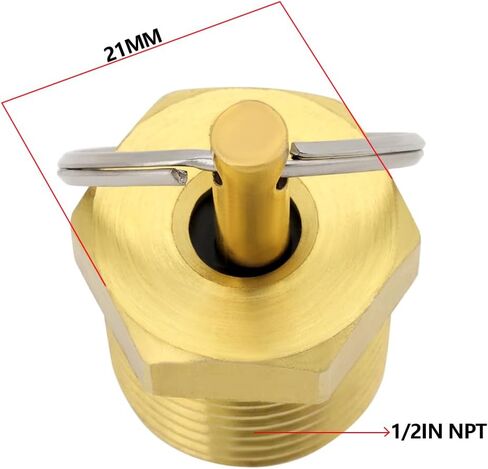 2Pcs 1/2 Inch NPT Brass Drain Valve External Thread 21mm Hex Diameter Safety Valve for Truck Boilers Air Compressors Chemical Manufacturing with Pull Ring in Kuwait