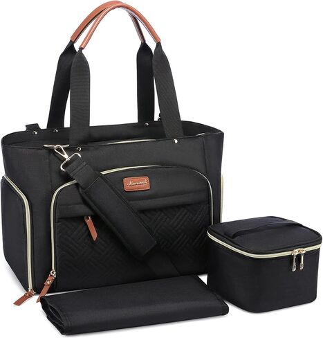 LOVEVOOK Breast Pump Bag, Diaper Bag Tote 3Pcs Set, Work Bag for Breastfeeding Mom with 15" Laptop Pocket, Cooler Bag & Changing Pad Fit Most Breast Pumps like Spectra S1/S2, Medela, Rainyb, Elvie in Saudi Arabia