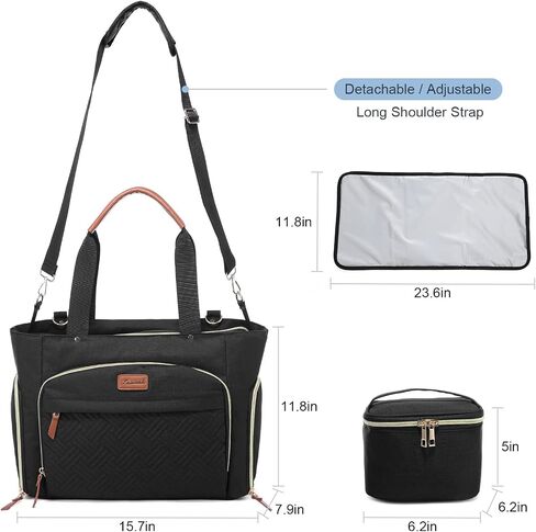 LOVEVOOK Breast Pump Bag, Diaper Bag Tote 3Pcs Set, Work Bag for Breastfeeding Mom with 15" Laptop Pocket, Cooler Bag & Changing Pad Fit Most Breast Pumps like Spectra S1/S2, Medela, Rainyb, Elvie in Saudi Arabia
