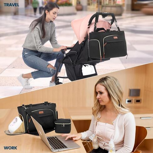 LOVEVOOK Breast Pump Bag, Diaper Bag Tote 3Pcs Set, Work Bag for Breastfeeding Mom with 15" Laptop Pocket, Cooler Bag & Changing Pad Fit Most Breast Pumps like Spectra S1/S2, Medela, Rainyb, Elvie in Saudi Arabia