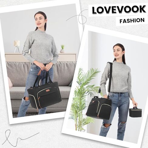 LOVEVOOK Breast Pump Bag, Diaper Bag Tote 3Pcs Set, Work Bag for Breastfeeding Mom with 15" Laptop Pocket, Cooler Bag & Changing Pad Fit Most Breast Pumps like Spectra S1/S2, Medela, Rainyb, Elvie in Saudi Arabia