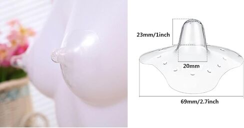 حلقة الحلمة للتمريض حديثي الولادة للنساء الرضاعة الطبيعية الطفل قسط التلامس nippleshield مع صعوبات المزلاج أو حلمات مسطحة أو مقلوبة واضحة (20 مم/0.78 بوصة ، 4 ، العد) in Kuwait