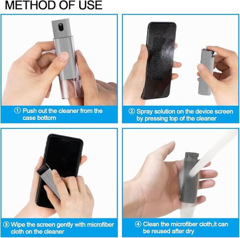 منظف ​​شاشة السيارة من walrfid، بخاخ ومسح منظف شاشة الكمبيوتر، طقم رذاذ لتنظيف الكمبيوتر المحمول لأجهزة iPad الإلكترونية، iPhone، الهاتف، MacBook، التلفزيون، الشاشة، شاشة الكمبيوتر اللوحي، مع حافظة جرافيتي سوداء - وردي in Kuwait