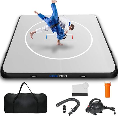 Inflatable Wrestling Mat 8FT /10FT /13FT /16.5FT x 4/6 inches Thick, Jiu Jitsu Mats, PVC Landing Training Mat Foldable for Home Gym BJJ, MMA, Martial Art, Boxing, Grappling and Judo in Kuwait