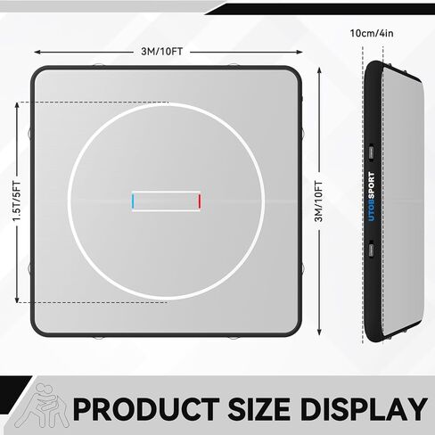 Inflatable Wrestling Mat 8FT /10FT /13FT /16.5FT x 4/6 inches Thick, Jiu Jitsu Mats, PVC Landing Training Mat Foldable for Home Gym BJJ, MMA, Martial Art, Boxing, Grappling and Judo in Kuwait