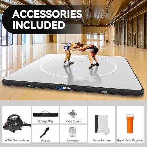 Inflatable Wrestling Mat 8FT /10FT /13FT /16.5FT x 4/6 inches Thick, Jiu Jitsu Mats, PVC Landing Training Mat Foldable for Home Gym BJJ, MMA, Martial Art, Boxing, Grappling and Judo in Kuwait