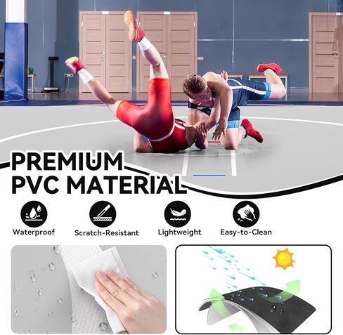 Inflatable Wrestling Mat 8FT /10FT /13FT /16.5FT x 4/6 inches Thick, Jiu Jitsu Mats, PVC Landing Training Mat Foldable for Home Gym BJJ, MMA, Martial Art, Boxing, Grappling and Judo in Kuwait
