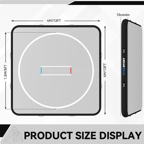 Inflatable Wrestling Mat 8FT /10FT /13FT /16.5FT x 4/6 inches Thick, Jiu Jitsu Mats, PVC Landing Training Mat Foldable for Home Gym BJJ, MMA, Martial Art, Boxing, Grappling and Judo in Kuwait