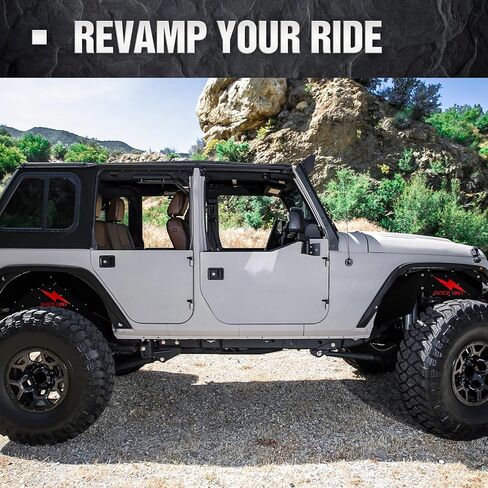 Rear Inner Fender Liners Compatible with 2007-2018 Jeep Wrangler JK & JKU Unlimited Sport Sahara Rubicon, Bolt-on Style Mud Guards Black Steel Wheel Well Cover Fenders Flares (2/4 Doors) in Saudi Arabia