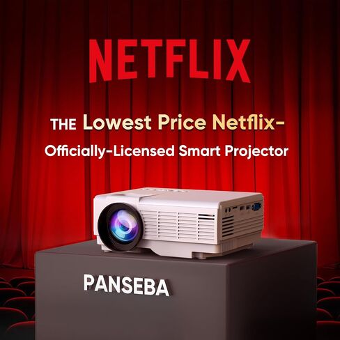 جهاز عرض صغير PANSEBA 1080P مع شاشة، جهاز عرض أفلام مسرح منزلي محمول مع بلوتوث ثنائي الاتجاه، مدخل HDMI/USB للهواتف الذكية/عصا التلفزيون، مثالي للاستخدام الداخلي والخارجي، أبيض in Kuwait