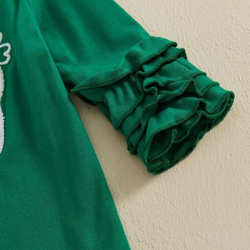Baby Girl St Patricks Day Clothes Lucky Embroidery Long Sleeve Romper One Piece Jumpsuit Bodysuit Headband Outfit in Kuwait