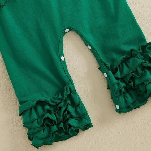 Baby Girl St Patricks Day Clothes Lucky Embroidery Long Sleeve Romper One Piece Jumpsuit Bodysuit Headband Outfit in Kuwait