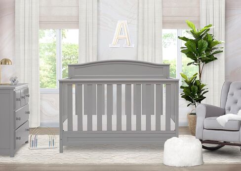 Delta Children Universal 6 Drawer Dresser with Interlocking Drawers - Greenguard Gold Certified, Grey & Emery 4-in-1 Convertible Baby Crib, Pack of 1, Grey in Kuwait